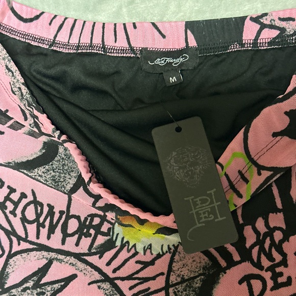 Ed Hardy Pink Graphic Top with Bold Design - Picture 3 of 7